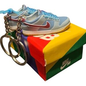 Nike SB Dunk Mini Keychains in Light Blue and Red
